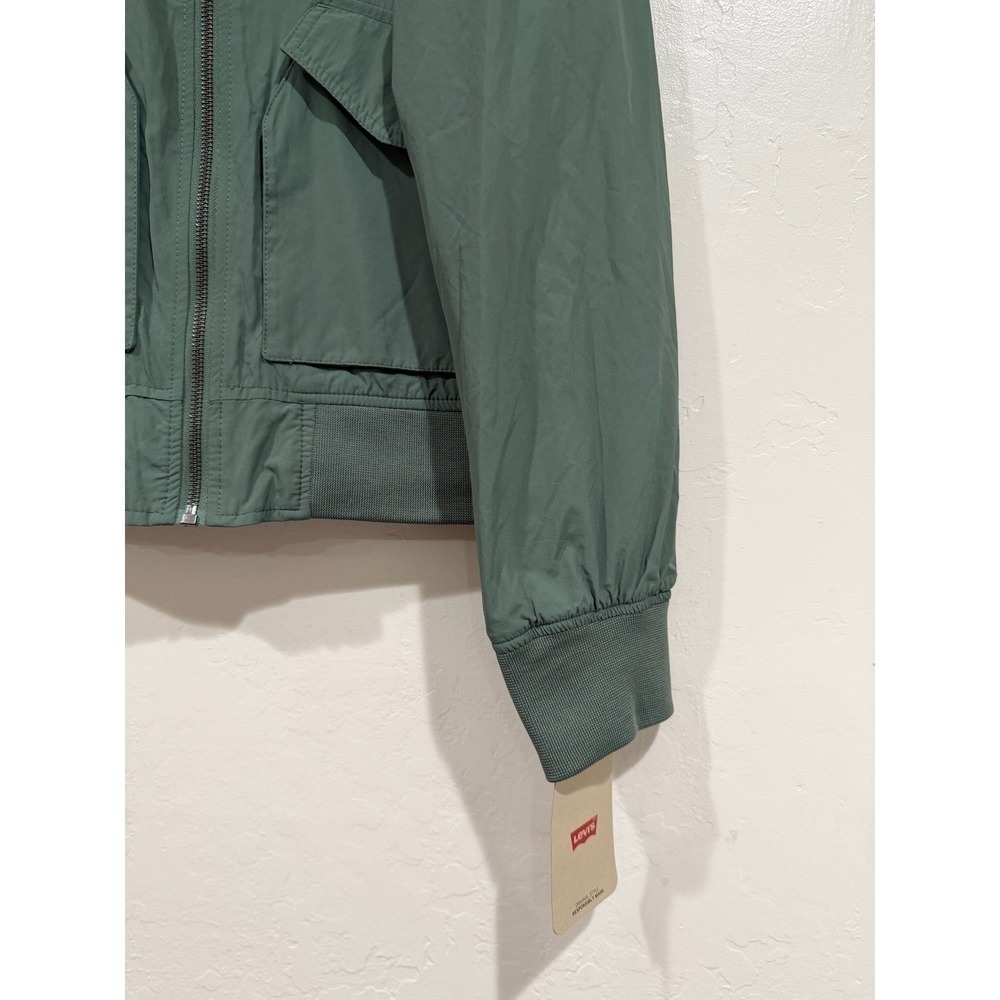 Levis Womens Bomber Jacket Laurel Green Full Zip Utility Pocket Coat New - Picture 12 of 13